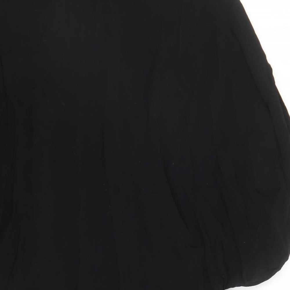 MSCH Womens Black Viscose Basic Blouse Size M Boat Neck