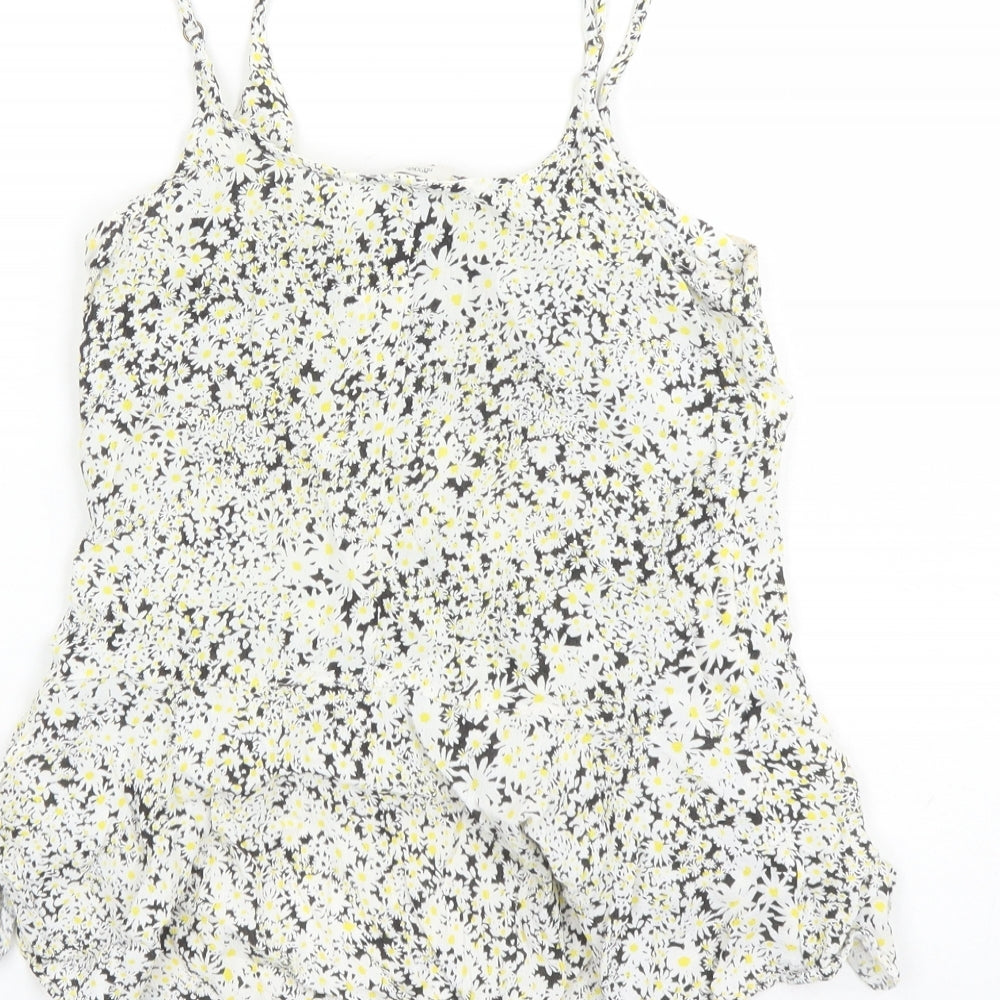 River Island Womens Black Floral Viscose Camisole Tank Size 6 Round Neck