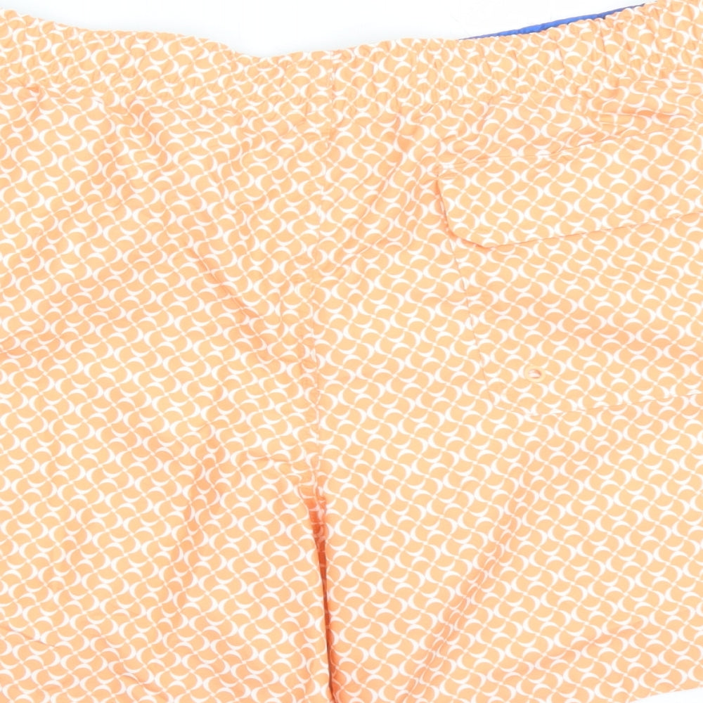 Marks & Spencer Mens Orange Geometric Polyester Sweat Shorts Size 3XL L6 in Regular Drawstring - Elasticated Waist Swim Shorts Pockets