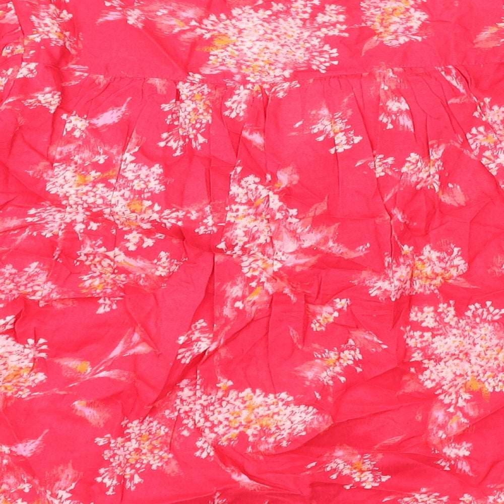 Per Una Womens Pink Floral Polyester Basic Blouse Size S V-Neck