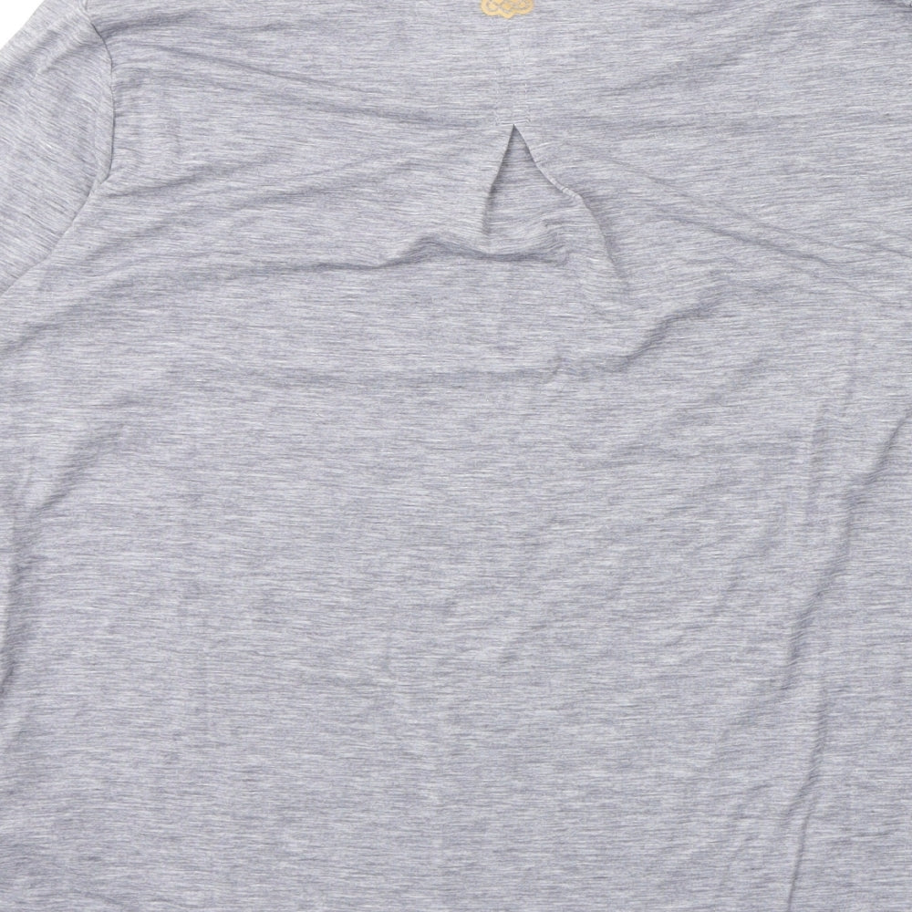Sherpa Womens Grey Polyester Basic T-Shirt Size S Round Neck