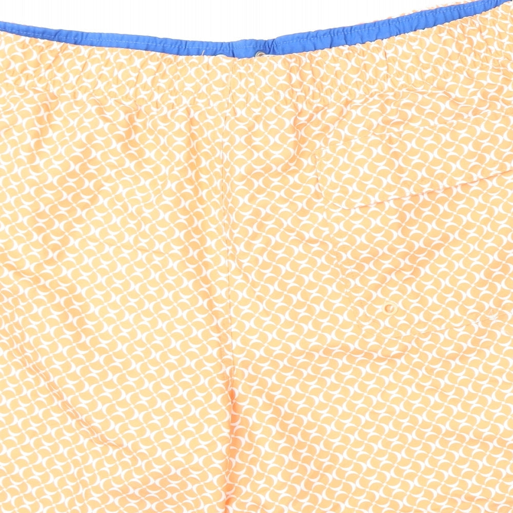 Marks & Spencer Mens Orange Geometric Polyester Bermuda Shorts Size 3XL L6 in Regular Drawstring - Swim Shorts