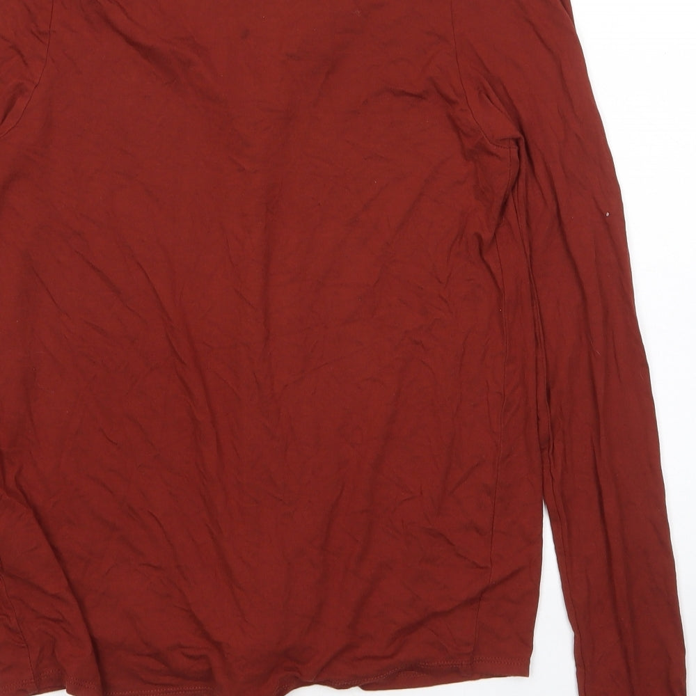 New Look Womens Brown Viscose Basic Button-Up Size 10 V-Neck