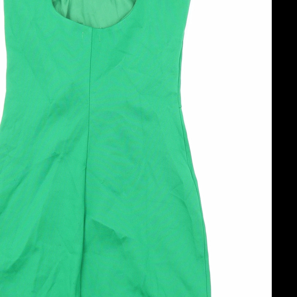 Stradivarius Womens Green Viscose Mini Size M Halter Pullover