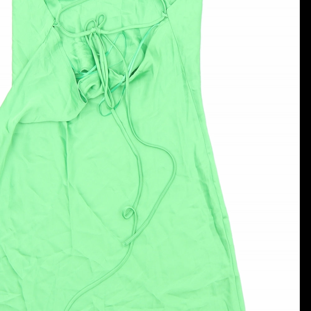 Stradivarius Womens Green Polyester Mini Size M Cowl Neck Tie