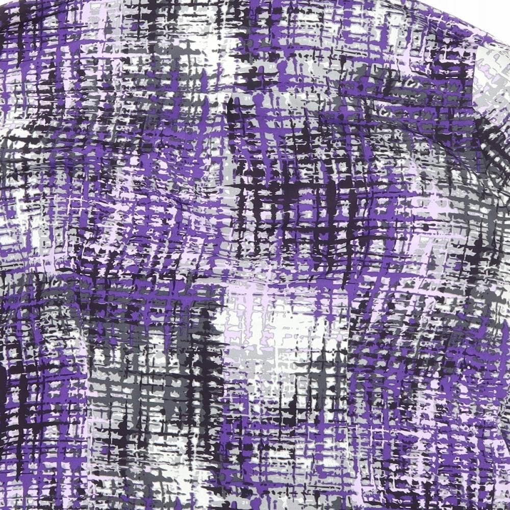 Country Casuals Womens Purple Geometric Polyester Basic Button-Up Size 10 Collared