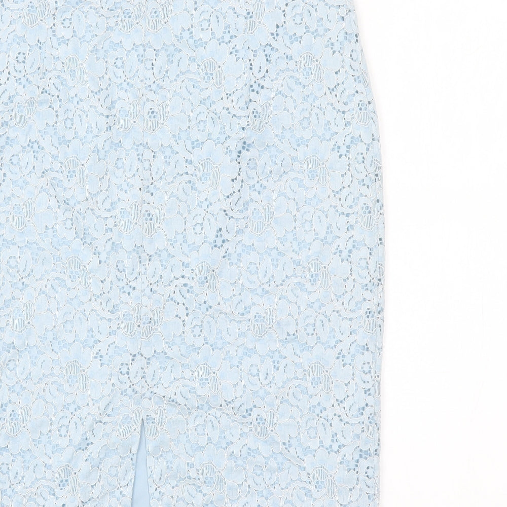 Zara Womens Blue Floral Polyester Straight & Pencil Skirt Size XS Zip