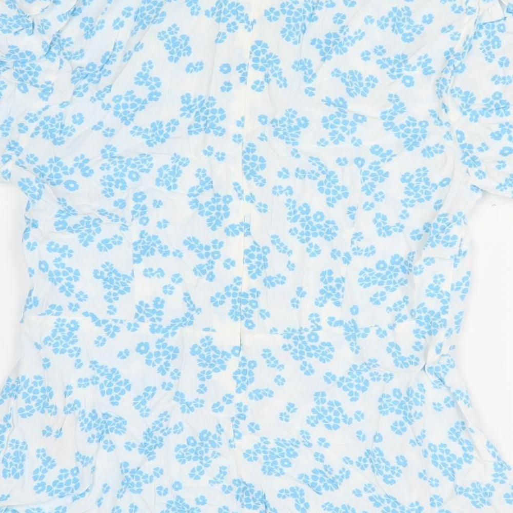 Marks & Spencer Women's Blue Floral Blouse Size 8