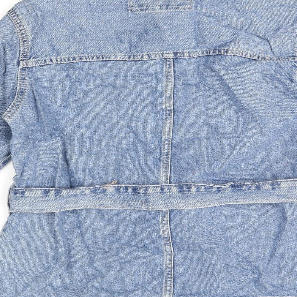 Marks & Spencer Womens Blue Jacket Size 8 Snap - Belted