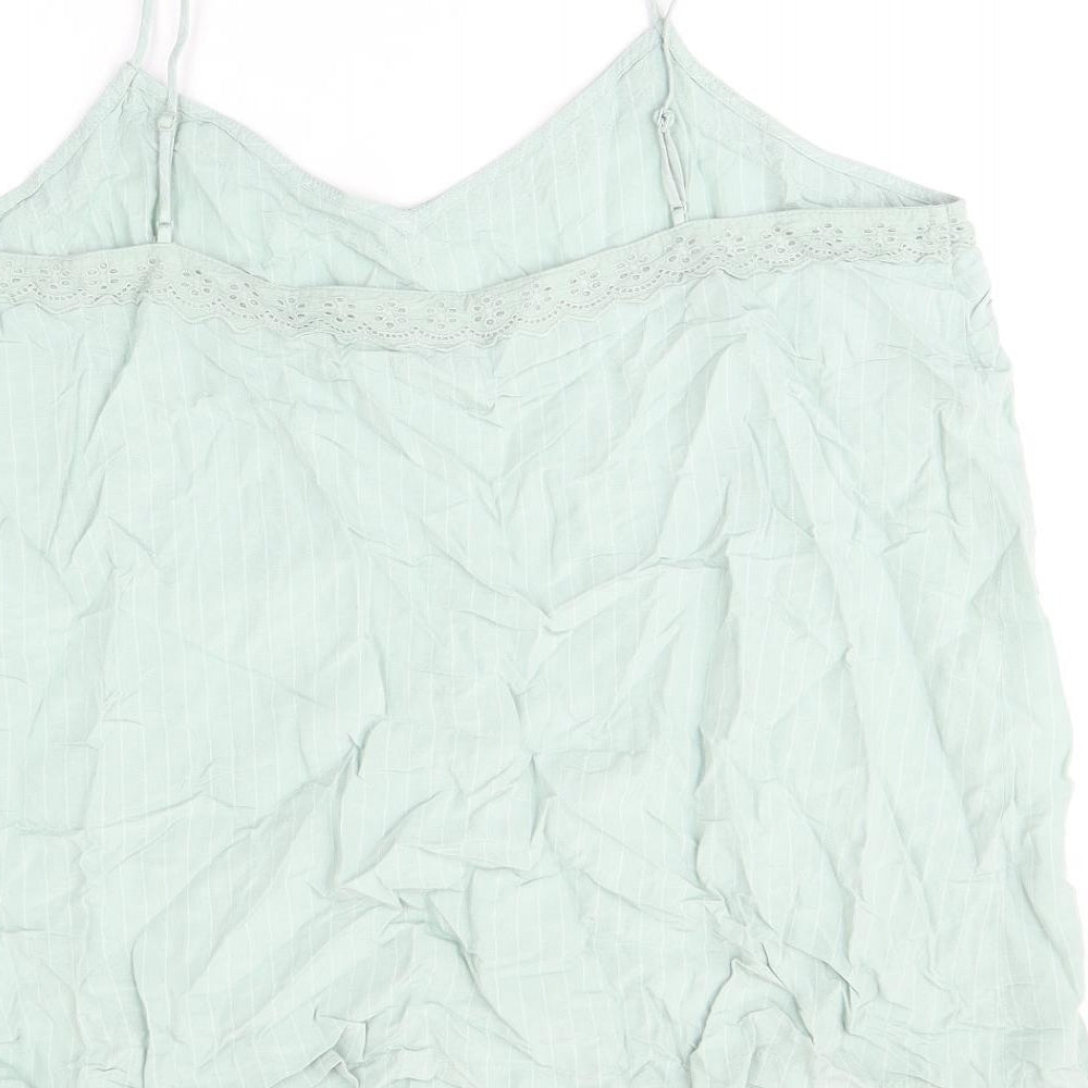 Marks and Spencer Womens Green Striped Viscose Camisole T-Shirt Size 22 V-Neck