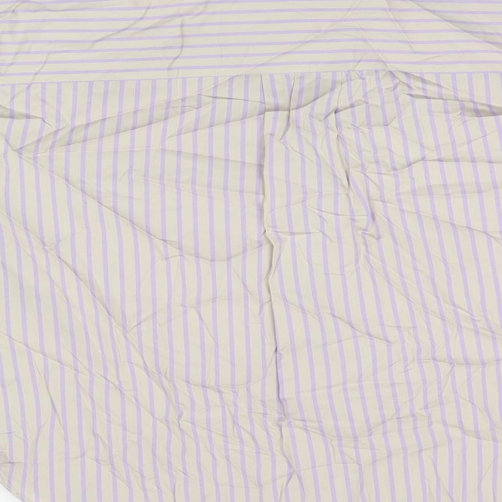 Marks & Spencer Womens Grey Striped Cotton Basic Button-Up Size 10 Collared