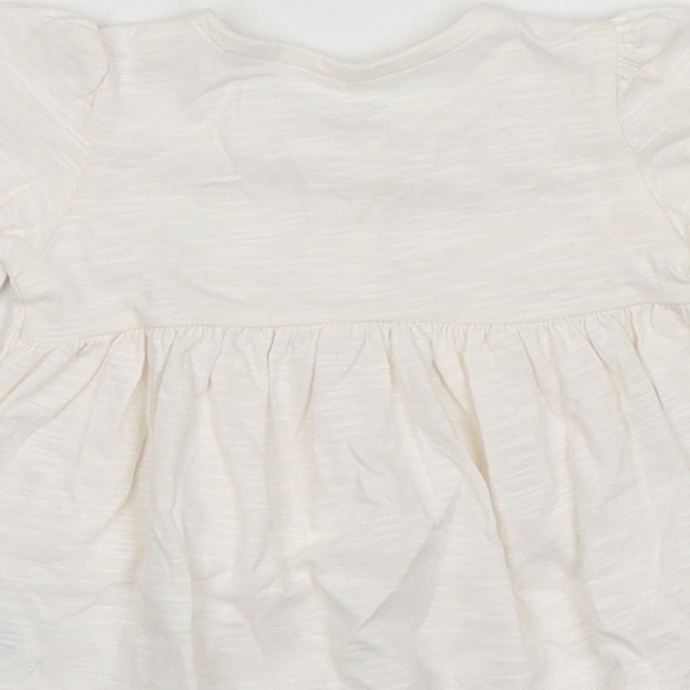 Marks & Spencer Baby Ivory 100% Cotton Basic Button-Up Size 0-3 Months Round Neck Button