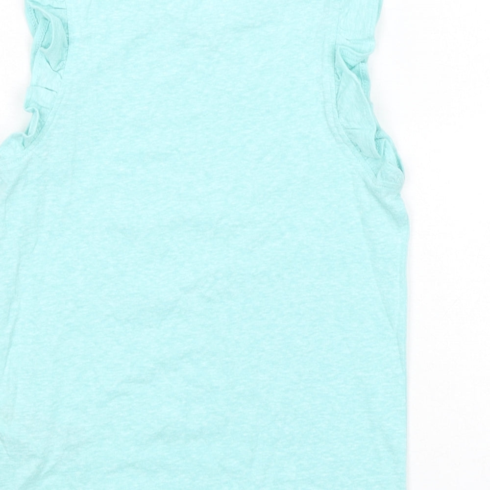 Marks & Spencer Girls Green Polyester Basic Tank Size 5-6 Years Crew Neck Pullover
