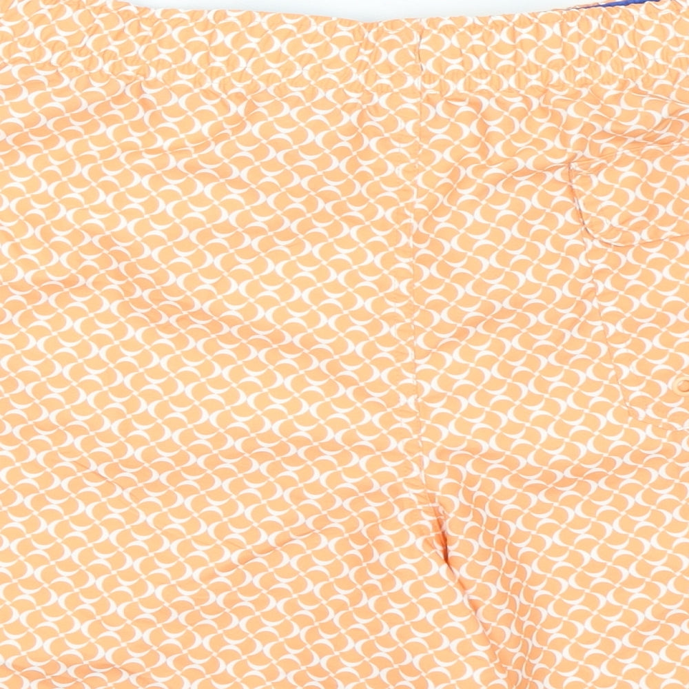 Marks & Spencer Mens Orange Geometric Polyester Bermuda Shorts Size 3XL L6 in Regular Drawstring