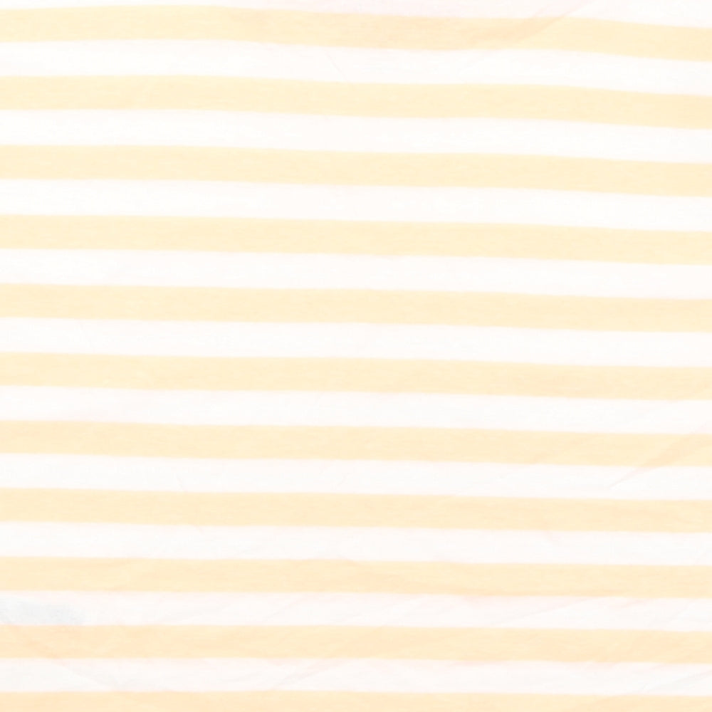 Marks & Spencer Girls Orange Striped Cotton Basic T-Shirt Size 9-10 Years Round Neck Pullover