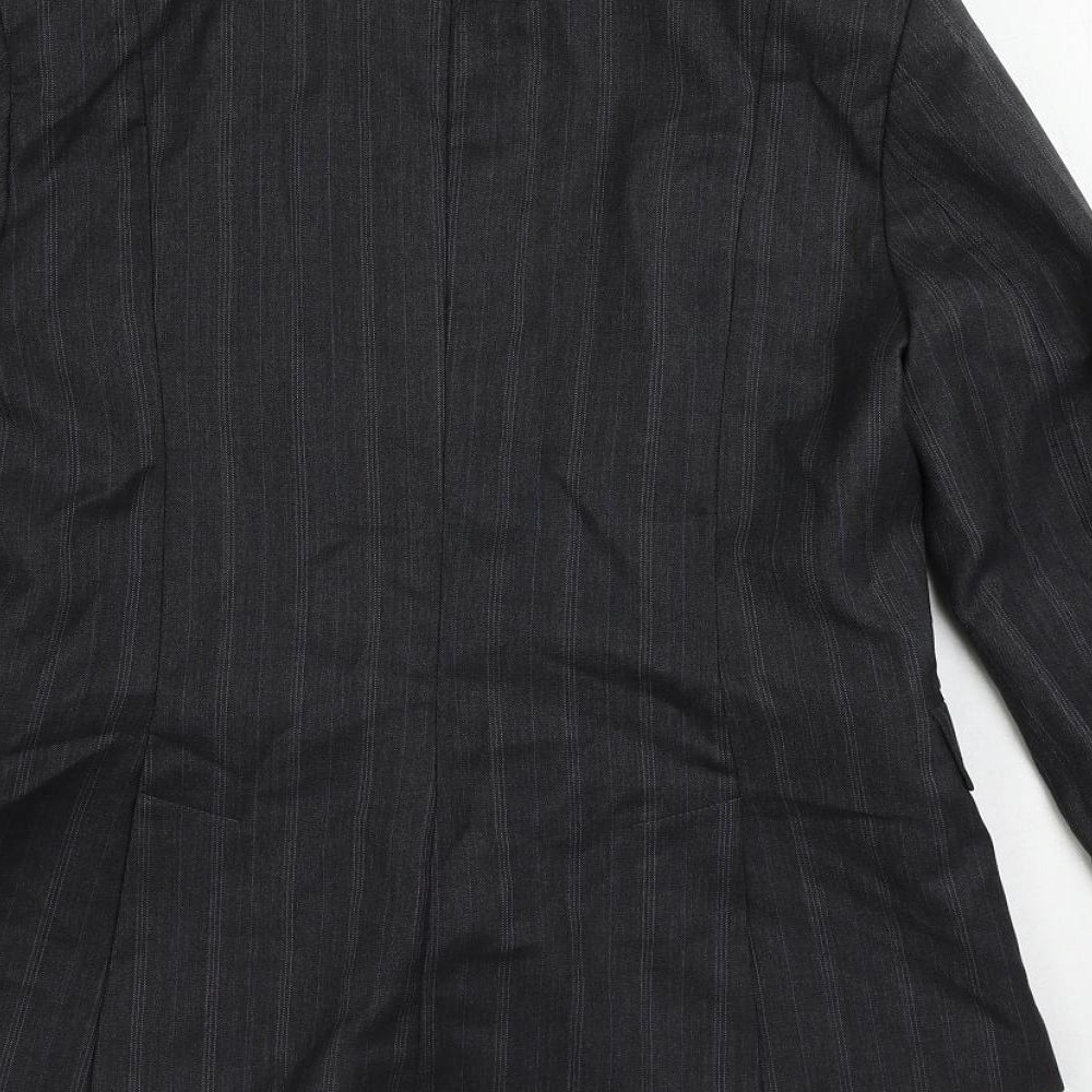 French Connection Womens Grey Striped Jacket Blazer Size 12 Button