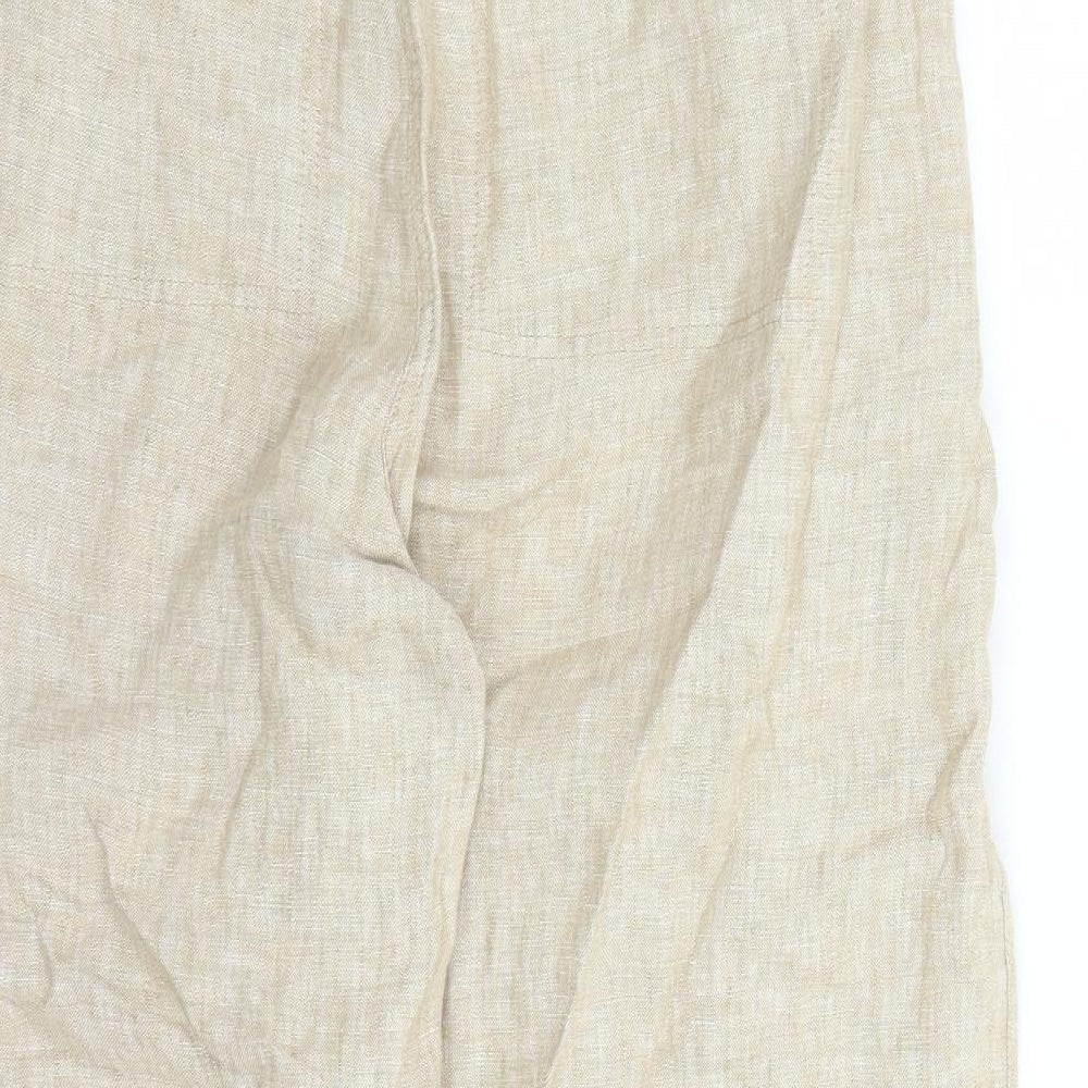 Marks and Spencer Womens Beige Flax Carrot Trousers Size 22 L27 in Regular Zip - Pockets Belted
