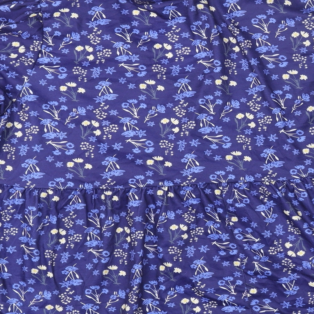 In the Style Womens Blue Floral Polyester Basic Blouse Size 16 V-Neck - Peplum