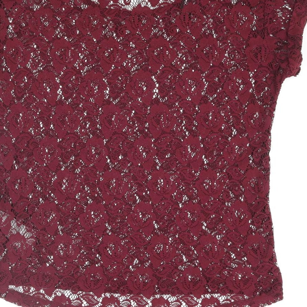 New Look Womens Purple Polyester Basic Blouse Size 8 Round Neck