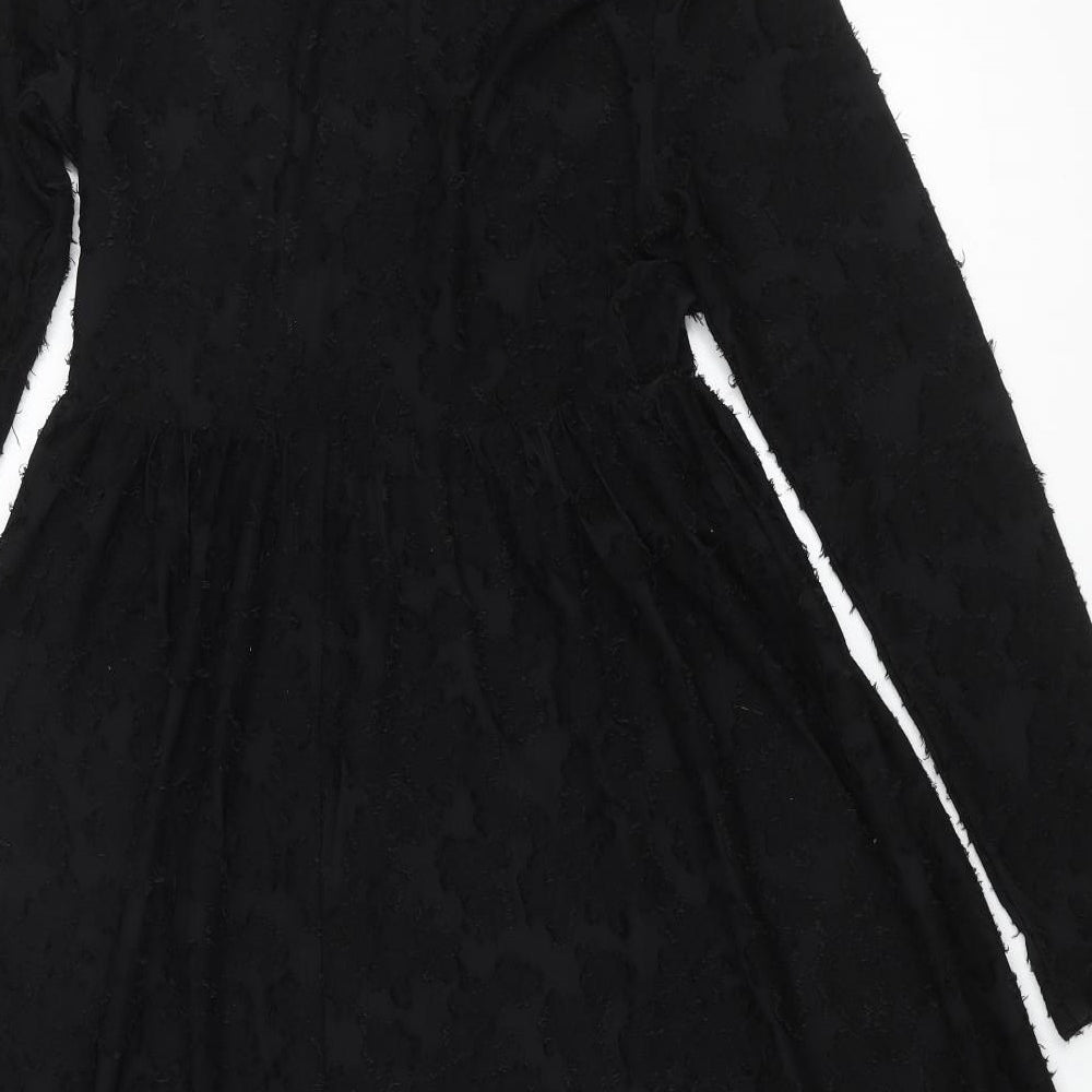 JDY Womens Black Polyester A-Line Size S Round Neck Pullover - Textured