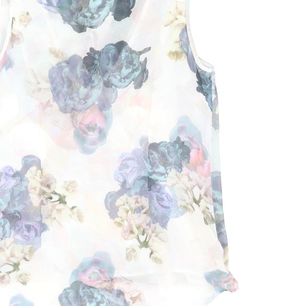 H&M Womens Multicoloured Floral Polyester Basic Blouse Size 6 V-Neck
