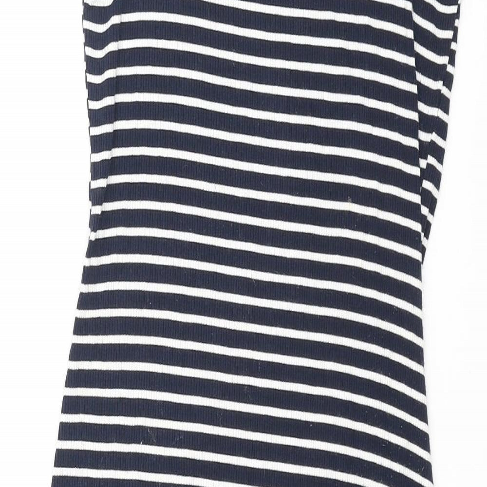 Mango Womens Blue Striped Polyester Tank Dress Size S Scoop Neck Pullover