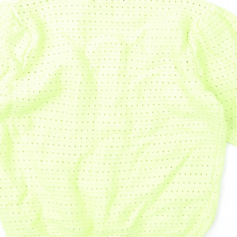 Marks & Spencer Womens Green Round Neck Cotton Pullover Jumper Size XS