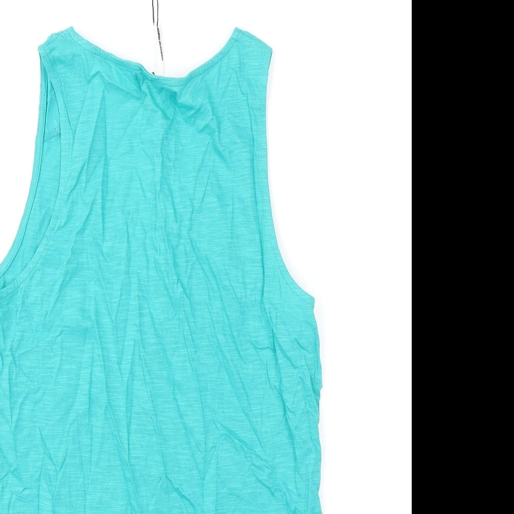 Poeticgem Womens Green Cotton Basic Tank Size 12 V-Neck