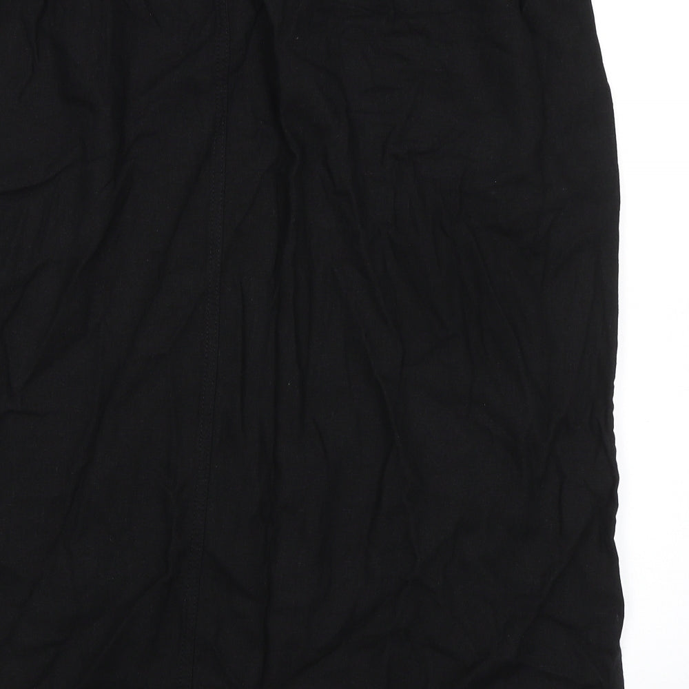 Marks & Spencer Womens Black Linen A-Line Skirt Size 24 - Elasticated Waist