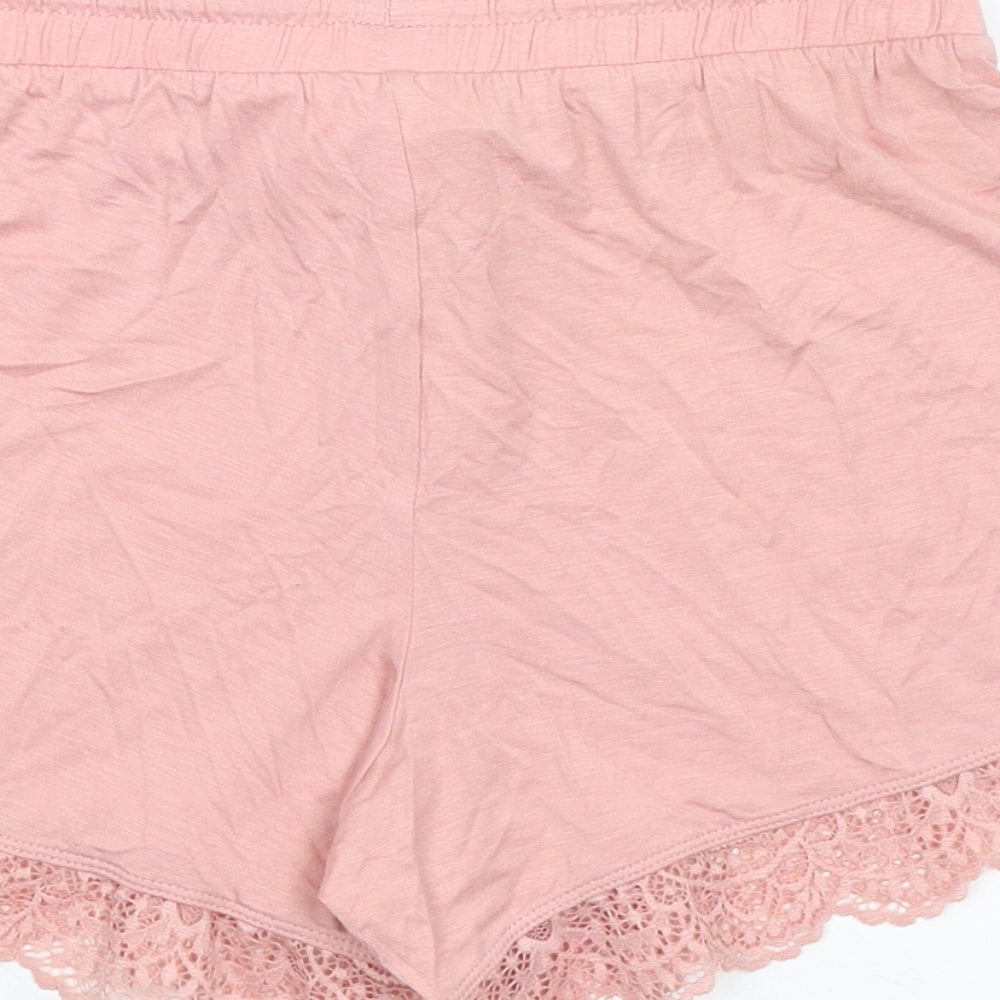 Marks & Spencer Womens Pink Solid Viscose Capri Pyjama Pants Size XS - Waist 26in Inside Leg 4in