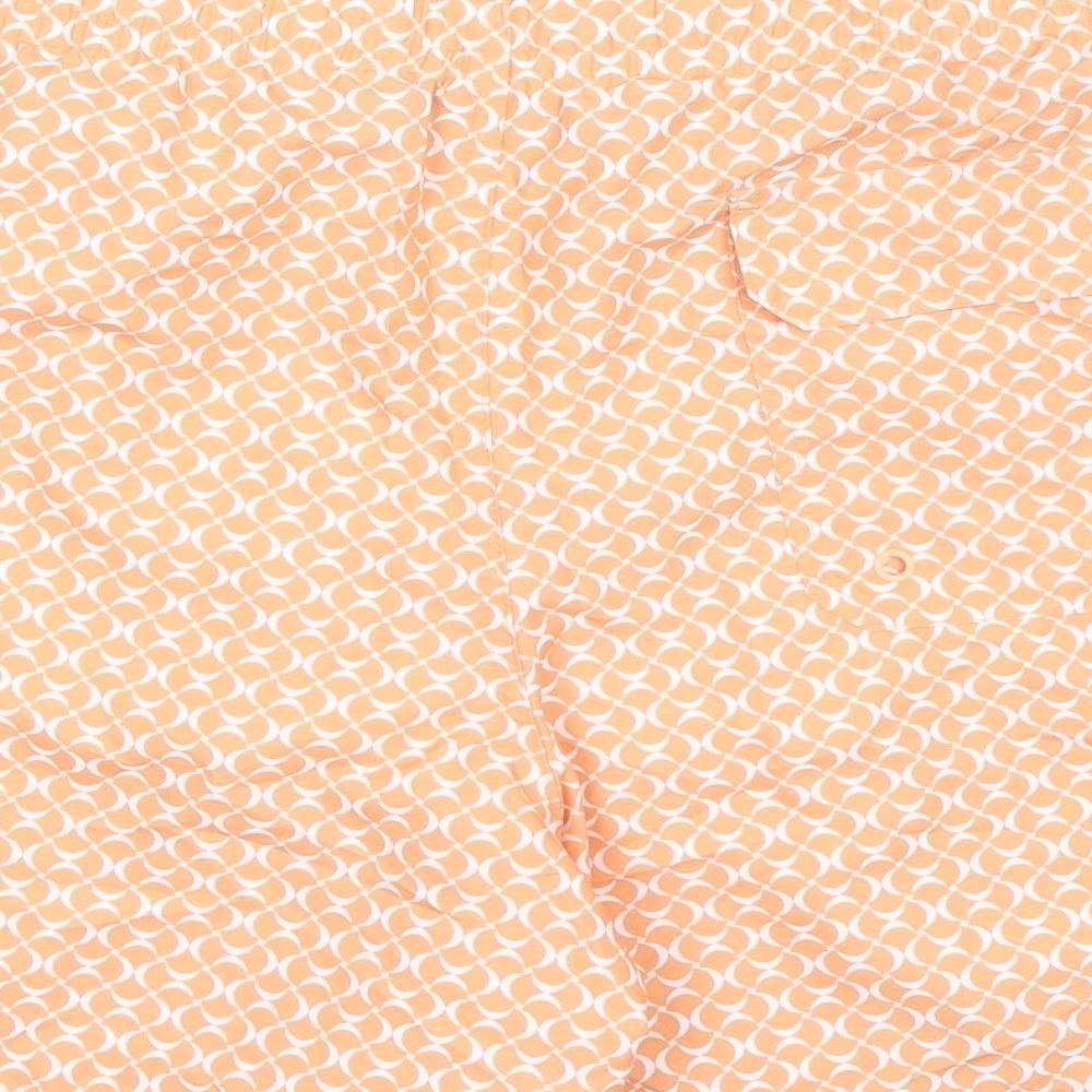 Marks & Spencer Mens Orange Geometric Polyester Bermuda Shorts Size 3XL Regular Drawstring - Inside Leg 5in