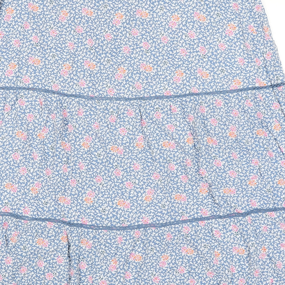 Marks & Spencer Womens Blue Floral Viscose Peasant Skirt Size 20 Zip - Belted