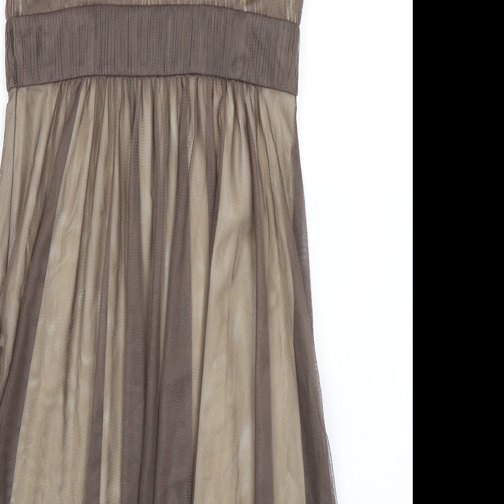 Esprit Womens Brown Polyester A-Line Size 12 Square Neck Zip - Removable Straps