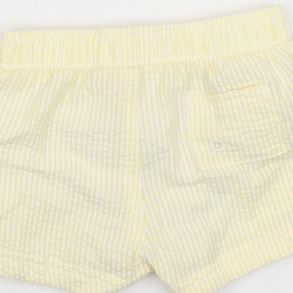 Marks & Spencer Baby Yellow Striped Cotton Cropped Trousers Size 0-3 Months Drawstring
