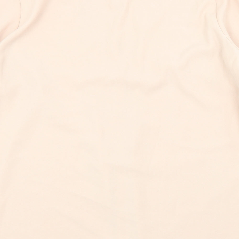 Classic Womens Pink Polyester Basic Button-Up Size 14 Round Neck