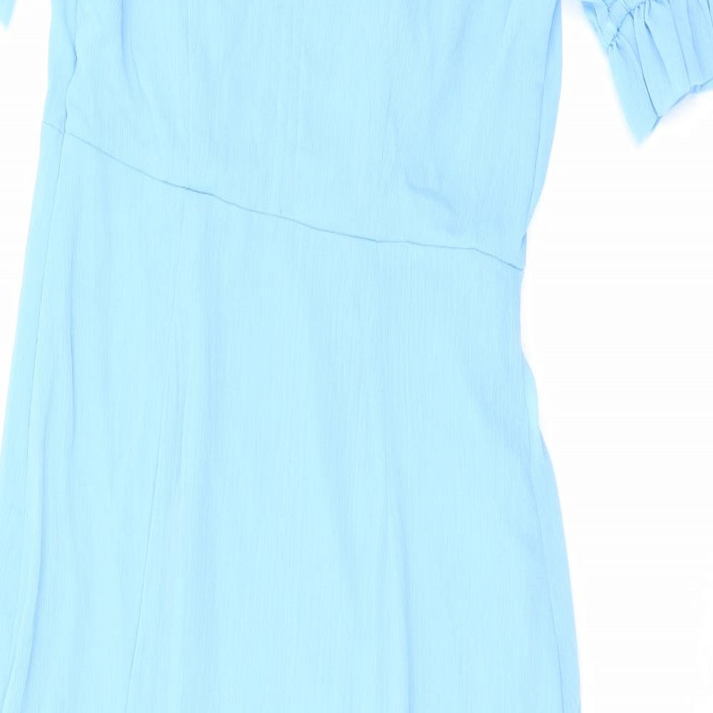 Finery Womens Blue Polyester Maxi Size 10 Round Neck Button