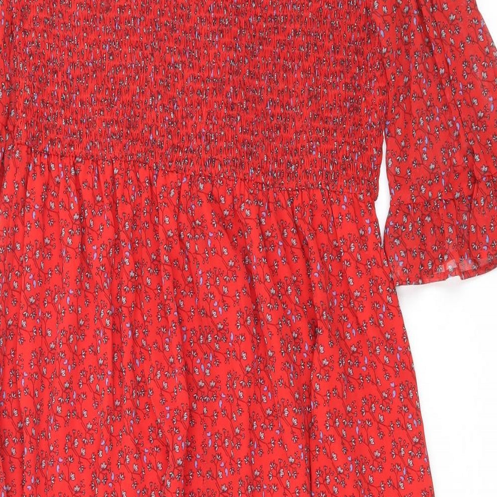 Finery Womens Red Floral Polyester Maxi Size 18 Mock Neck Pullover