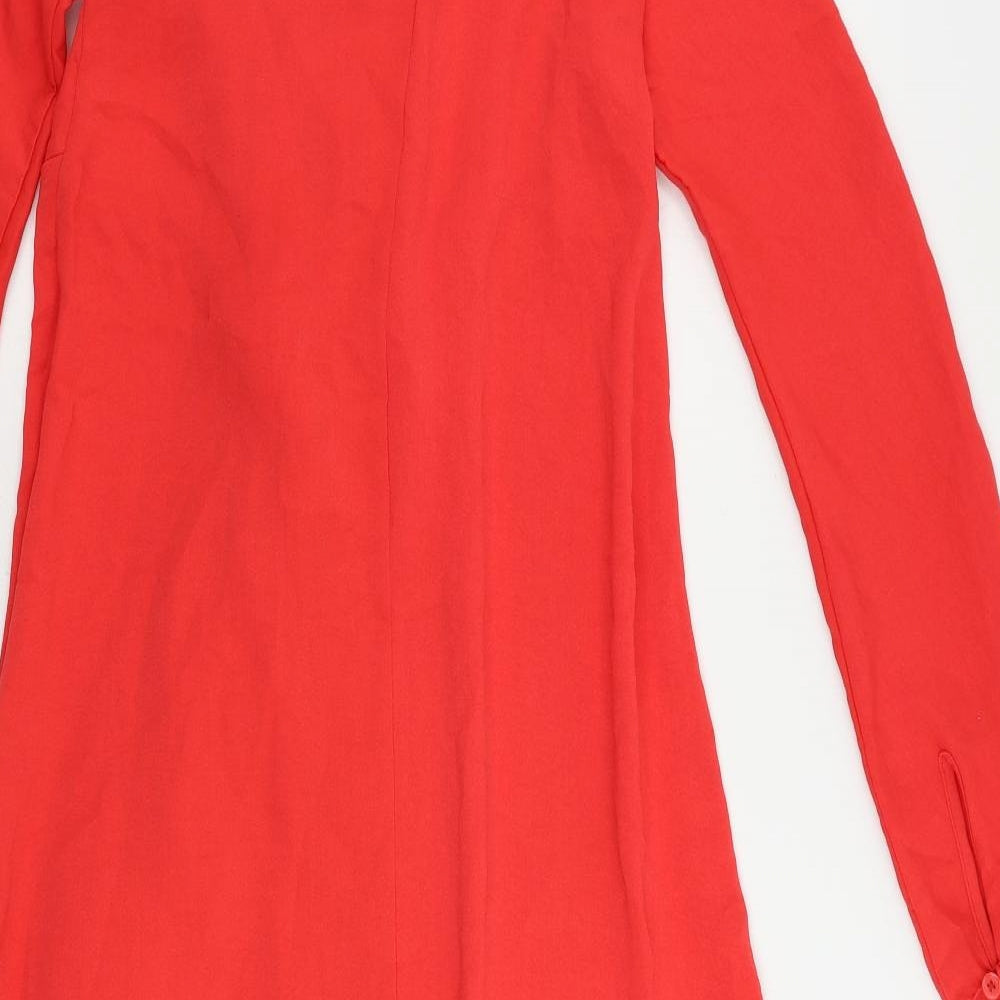 Marks & Spencer Womens Red Polyester Shirt Dress Size 6 Collared Button
