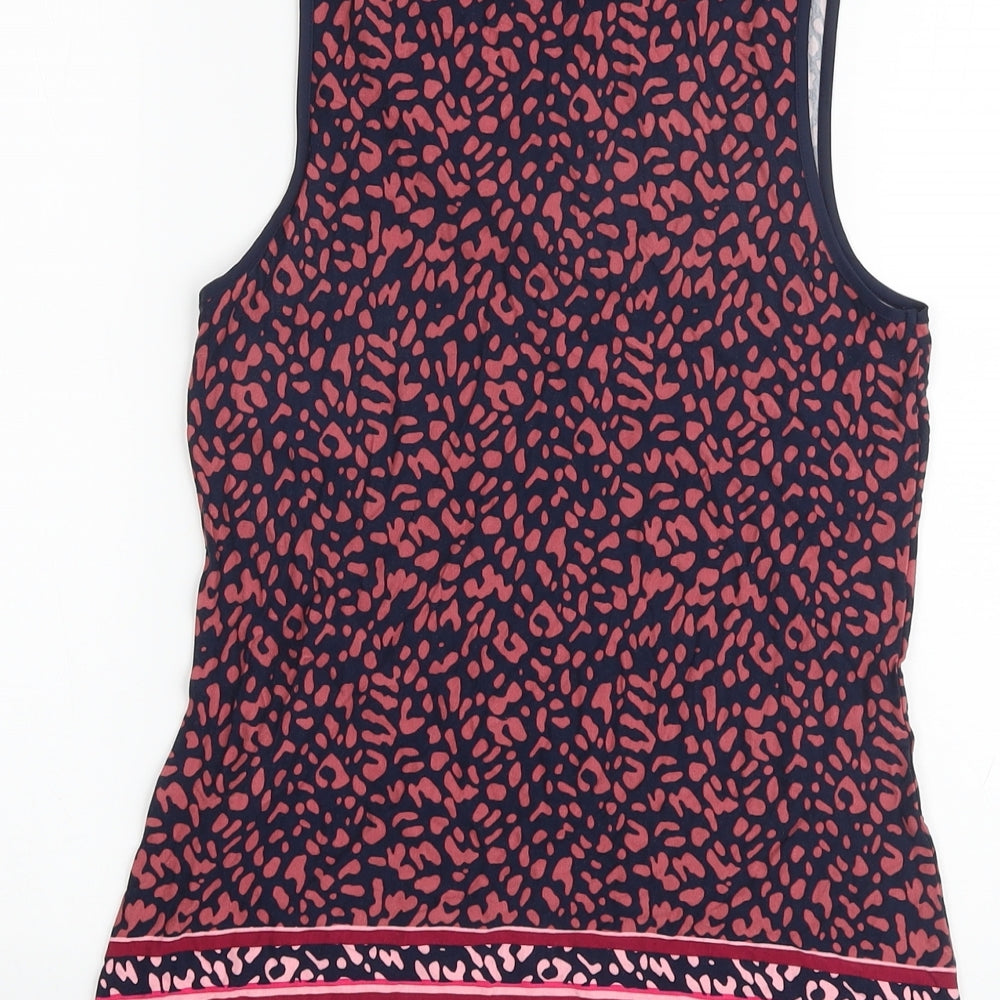 Oasisi Womens Multicoloured Animal Print Viscose Basic Tank Size S Round Neck
