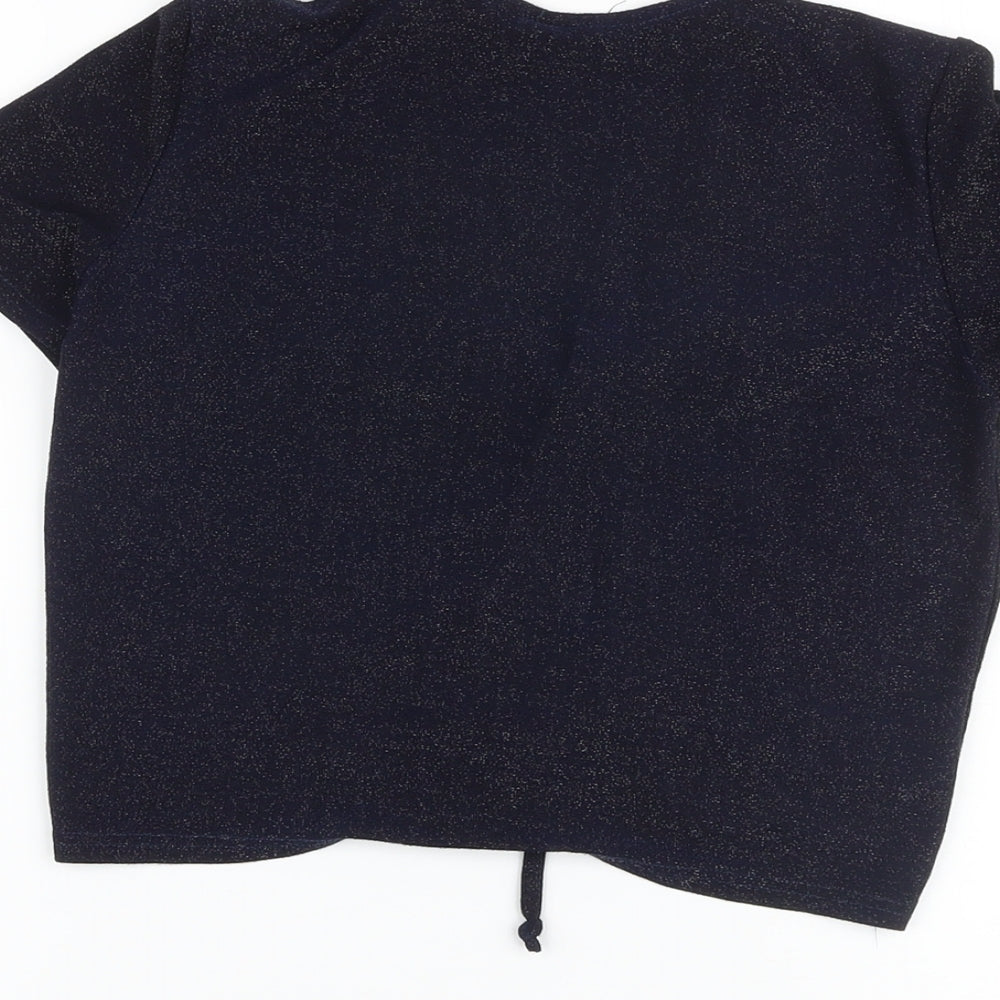 Urban Outfitters Womens Blue Polyester Cropped T-Shirt Size M V-Neck