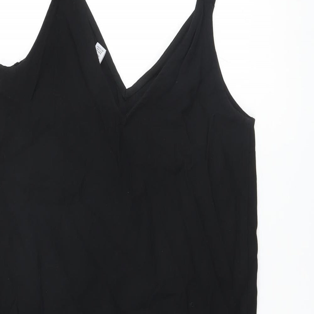Topshop Womens Black Viscose Tunic Tank Size 6 V-Neck