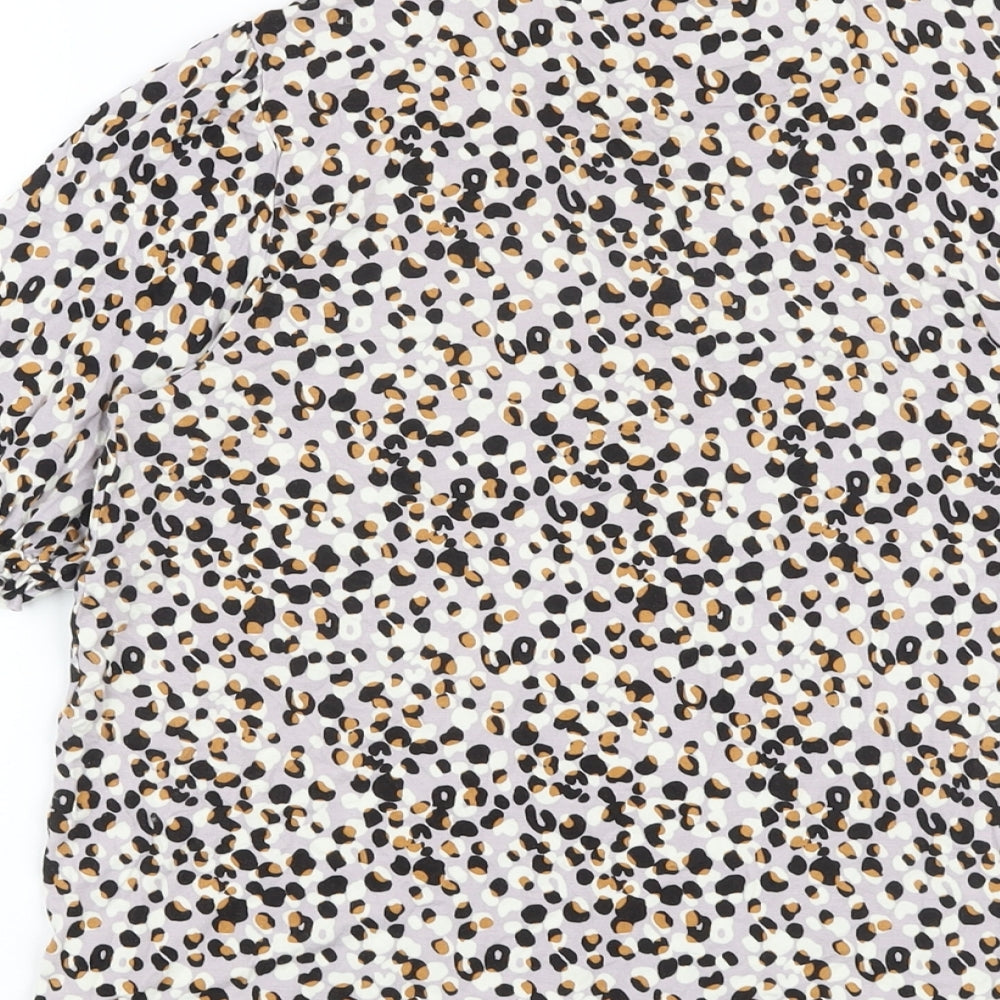 NEXT Womens Multicoloured Animal Print Viscose Basic Blouse Size 14 Round Neck