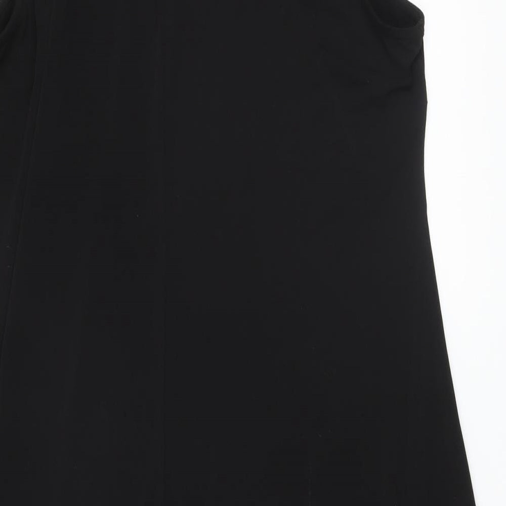 Wallis Womens Black Polyester A-Line Size L Collared Button