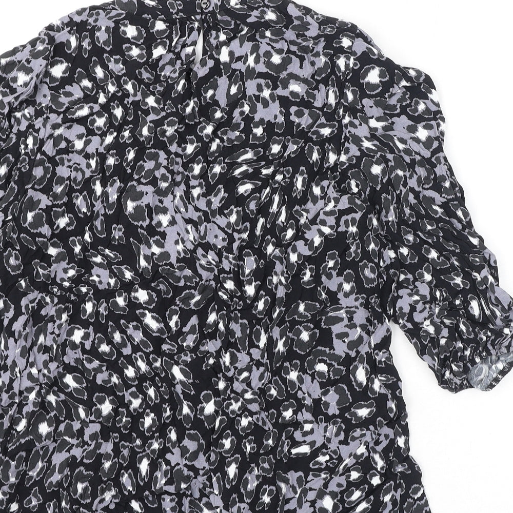Marks & Spencer Womens Multicoloured Animal Print Viscose Basic Blouse Size 10 Round Neck - Leopard Print