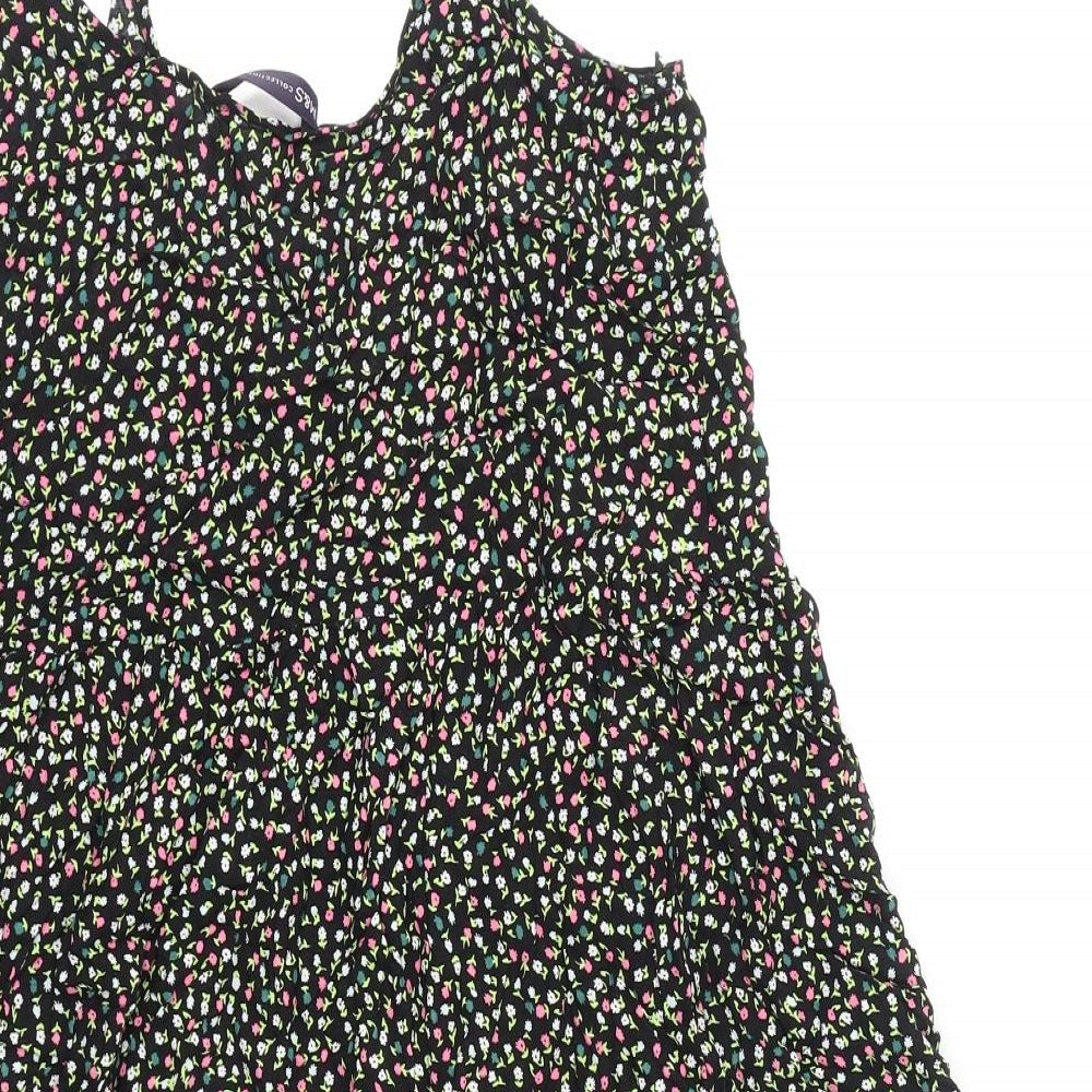 Marks & Spencer Womens Multicoloured Floral Polyester A-Line Size 12 Scoop Neck Pullover