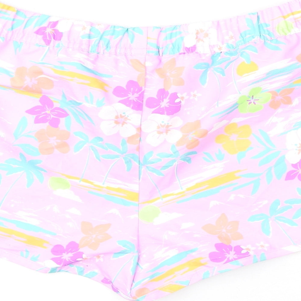 Marks & Spencer Girls Multicoloured Geometric Polyester Bermuda Shorts Size 11-12 Years Regular Drawstring - Swim Shorts, Palm Trees, Flowers