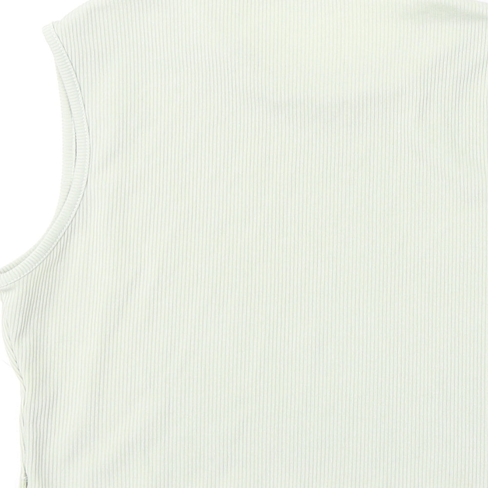 In the Style Womens Green Polyester Cropped Tank Size 10 Round Neck - Ribbed