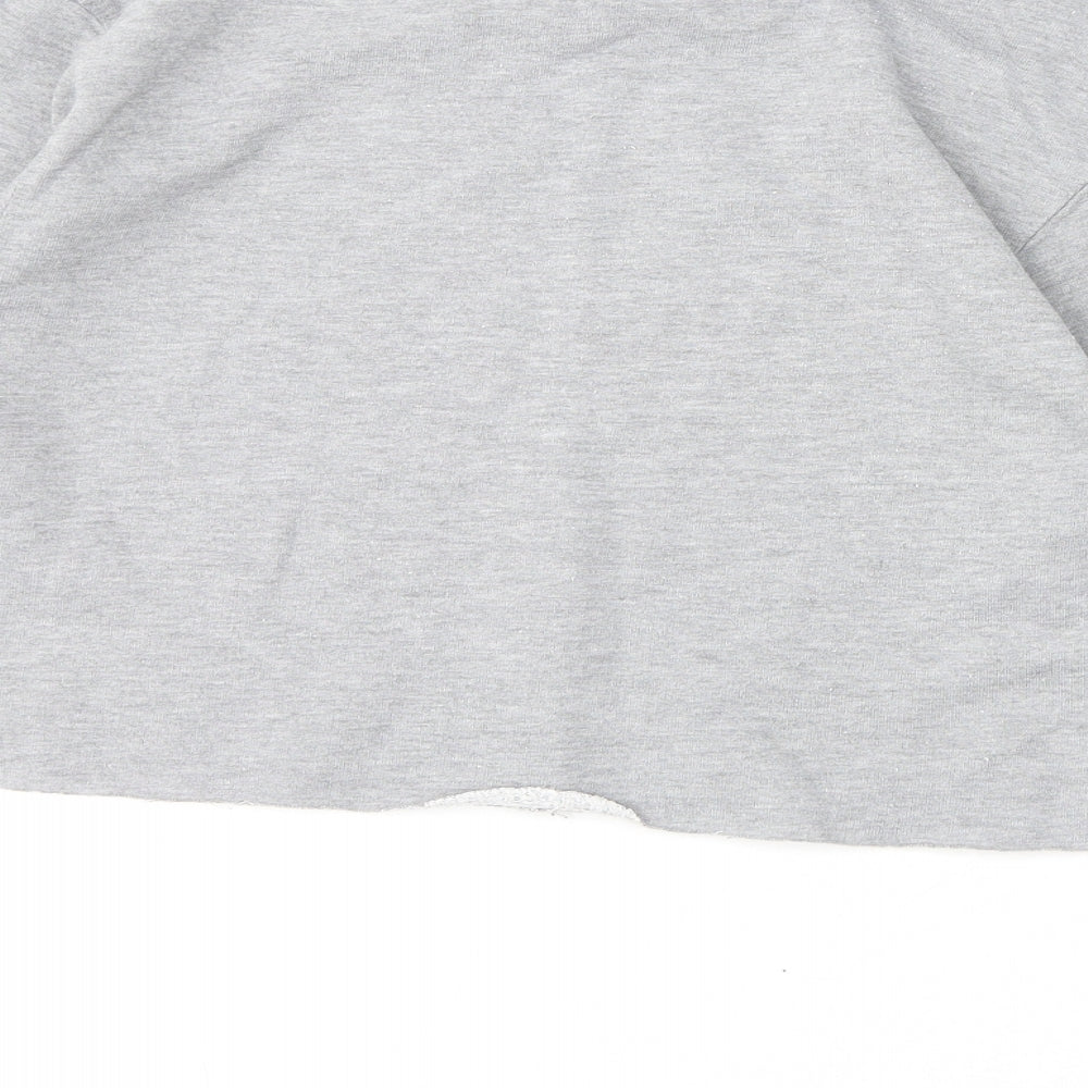 Miss Selfridge Womens Grey Polyester Pullover Sweatshirt Size 10 Pullover - Cropped