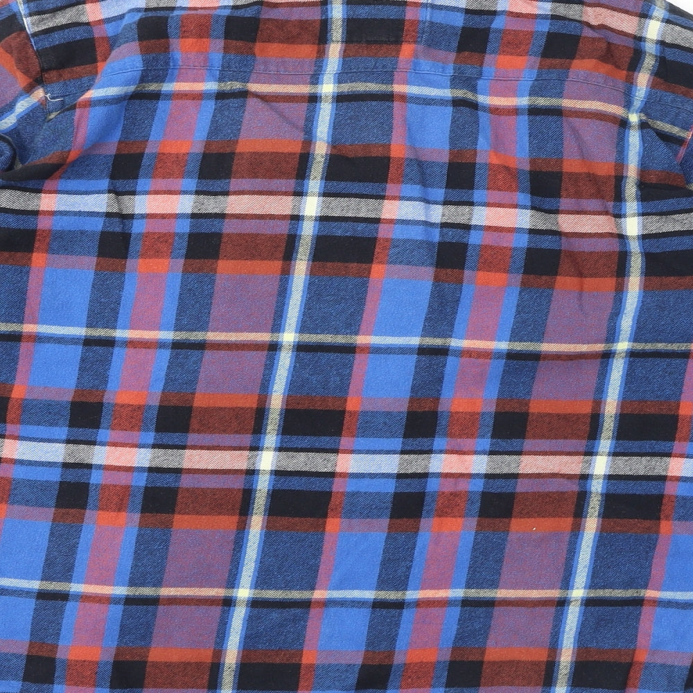 River Island Womens Multicoloured Plaid 100% Cotton Basic Button-Up Size M Collared - Sequins, Distressed Look