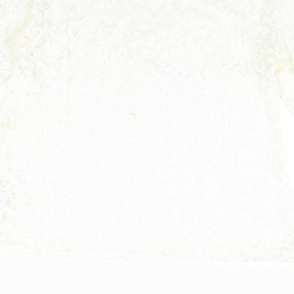 Lipsy Womens Ivory Viscose Basic Blouse Size 16 Mock Neck